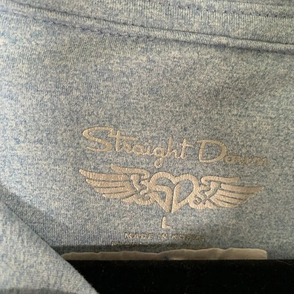 Straight Down Golf Pullover Womens Large Blue 1/4 Zip Long Sleeve USA Flag - Picture 2 of 9